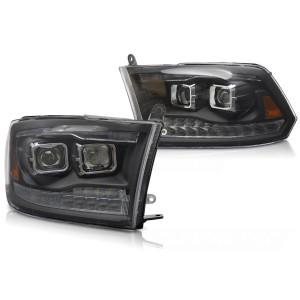 Lampy przednie DODGE RAM 09-18 LED BLACK diodowe LPDO41