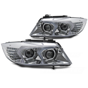 Lampy przód BMW E90 / E91 - Chrom FULL LED - diodowe LPBMP9