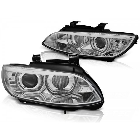 Lampy przód BMW E92/E93 06-10 Xenon AFS CHROM diodowe LED DRL LPBMJ2