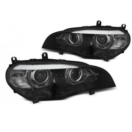 Lampy przód BMW X5 E70 07-10 Bi-Xenon BLACK diodowe LED DRL dzienne LPBMJ8