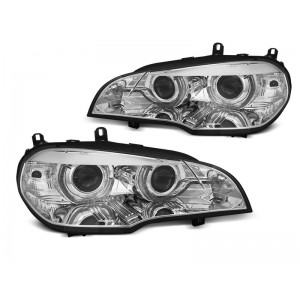 Lampy BMW X5 E70 07-10 Xenon AFS CHROM diodowe LED DRL dzienne LPBMJ9