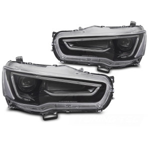 Lampy przód MITSUBISHI LANCER 8 08-16 TUBE LIGHT BLACK LPMI22