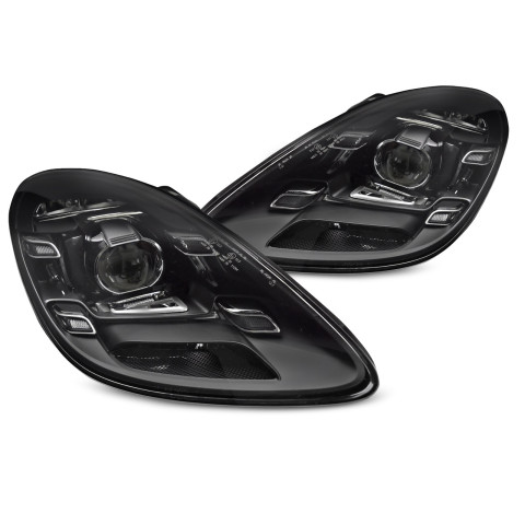 Lampy przód Porsche - BLACK FULL LED - diodowe DRL 