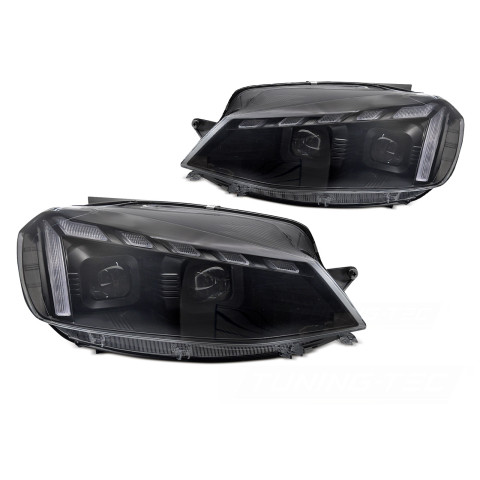 Lampy przód VW Golf 7 - BLACKLED DRL - diodowe dynamiczne 