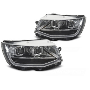 Lampy przód VW T6 15-19 CHROM FULL LED DRL - diodowe LPVWX6