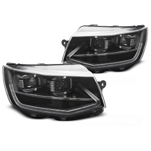 Lampy przód VW T6 15-19 BLACK FULL LED DRL - diodowe LPVWX7