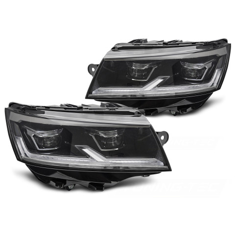 Lampy przód VW T6 BLACK FULL LED DRL - diodowe 