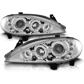 Lampy przód Renault Megane 99-02 clear Angel Eyes CHROM ringi LPRE09