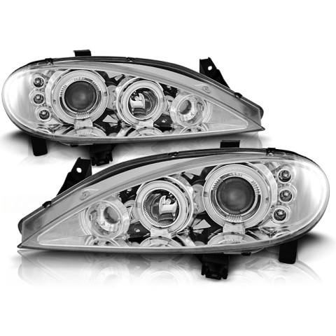 Lampy przód Renault Megane 99-02 clear Angel Eyes CHROM ringi LPRE09