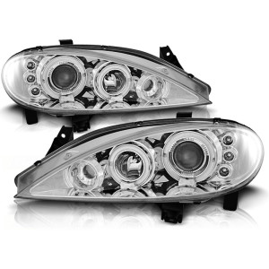 Lampy przód Renault Megane 99-02 clear Angel Eyes CHROM ringi LPRE09