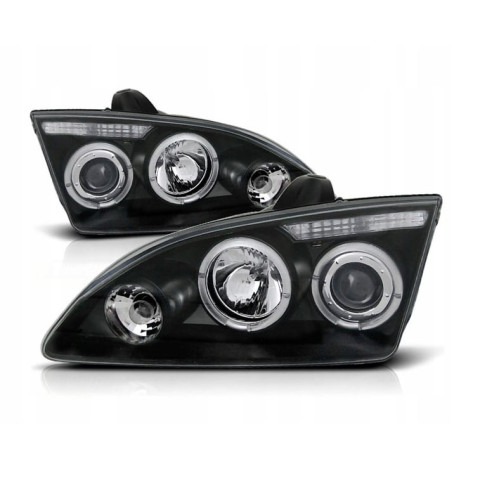 Lampy przód Ford Focus II clear Angel Eyes BLACK soczewki ringi LPFO14