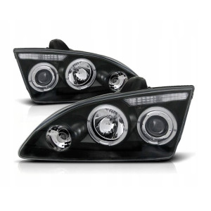 Lampy przód Ford Focus II clear Angel Eyes BLACK soczewki ringi LPFO14