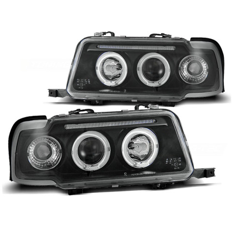 Lampy przód Audi 80 B4 Angel Eyes Black - Ringi - LPAU30