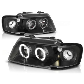 Lampy przód Audi A3 8L 96-00 BLACK Angel Eyes soczewkowe Ringi - LPAU05
