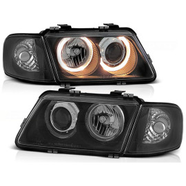 Lampy przód Audi A3 8L 96-00 Angel Eyes BLACK soczewkowe czarne DEPO LPAU10