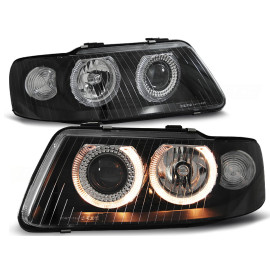 Lampy przód Audi A3 8L Angel Eyes BLACK soczewkowe czarne 2000- LPAU22