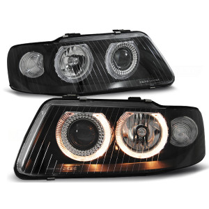 Lampy przód Audi A3 8L Angel Eyes BLACK soczewkowe czarne 2000- LPAU22