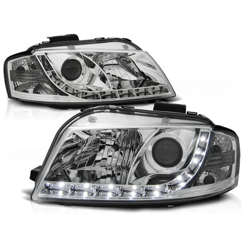 Lampy przód Audi A3 8P 03-08 CHROM LED - diodowe LPAU43