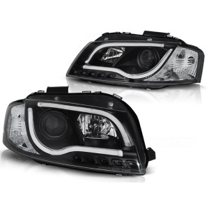Lampy przód Audi A3 8P 03-08 Tube Light BLACK LED LPAU98