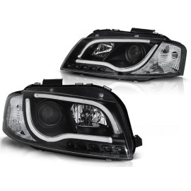 Lampy przód Audi A3 8P 03-08 Tube Light BLACK LED DRL - do jazdy dziennej LPAUB1
