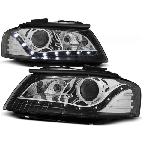 Lampy przód Audi A3 8P 03-08 LED BLACK - diodowe LPAU24 DEPO