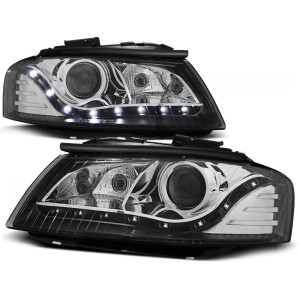 Lampy przód Audi A3 8P 03-08 LED BLACK - diodowe LPAU24 DEPO