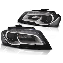 Lampy przód Audi A3 8P 08-12 BLACK DRL LED jazdy dziennej LPAUD3