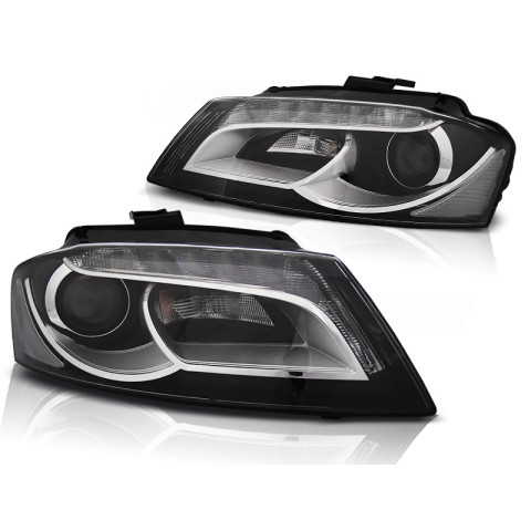 Lampy przód Audi A3 8P 08-12 BLACK DRL LED jazdy dziennej LPAUD3