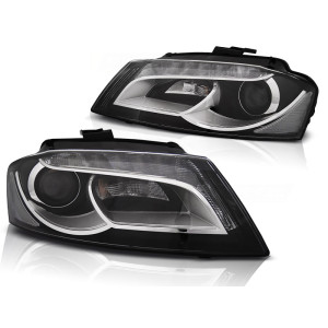 Lampy przód Audi A3 8P 08-12 BLACK DRL LED jazdy dziennej LPAUD3