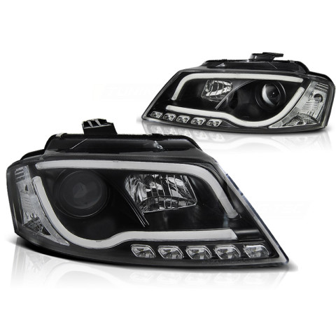 Lampy przód Audi A3 8P 08-12 Tube Light BLACK LED LPAUA0