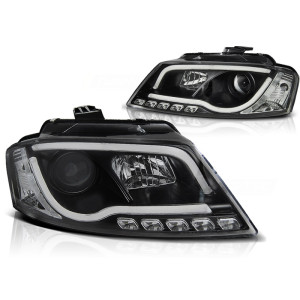 Lampy przód Audi A3 8P 08-12 Tube Light BLACK LED LPAUA0