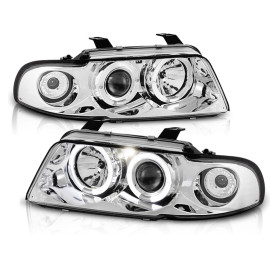 Lampy przód Audi A4 B5 94-98 Angel Eyes Chrom - Ringi LPAU02