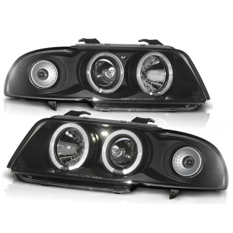 Lampy przód Audi A4 B5 94-98 Angel Eyes Black - Ringi LPAU03