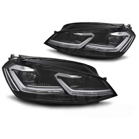 Lampy przód VW Golf 7 - FULL LED DRL - diodowe dynamiczne 