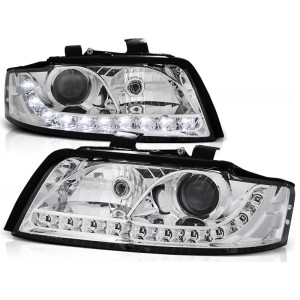 Lampy przód Audi A4 B6 8E 00-04 CHROM Bi-halogen LPAU63 DEPO