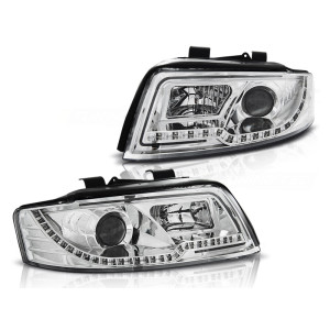 Lampy przód Audi A4 B6 8E - Chrom LED + kierunkowskazy LED LPAUC2