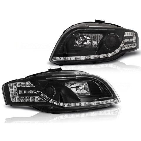 Lampy przód Audi A4 B7 - Black Tube LED + kierunkowskazy LED LPAUC5