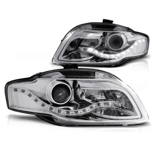 Lampy przód Audi A4 B7 04-08 CHROM Daylight Bi-halogen DRL dzienne LPAUA5