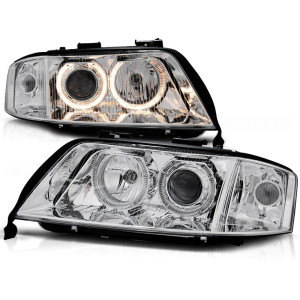 Lampy przód Audi A6 C5 01-04 CHROM Angel Eyes Xenon D2S DEPO LPAU83