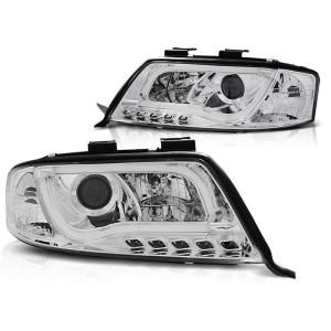 Lampy przód Audi A6 C5 - Chrom DayLight LED Tube DRL jazdy dziennej LPAUB8
