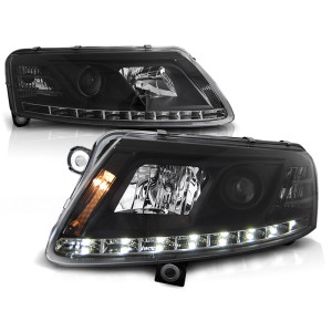 Lampy przód Audi A6 4F BLACK LED Daylight do jazdy dziennej LPAU74