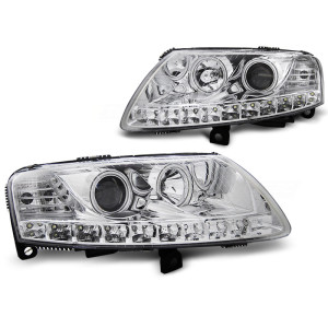 Lampy przód Audi A6 C6 4F - DayLight Chrom LED Angel Eyes CCFL LPAUA3