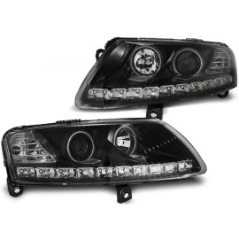 Lampy przód Audi A6 C6 4F - DayLight Black LED Angel Eyes CCFL LPAUA4