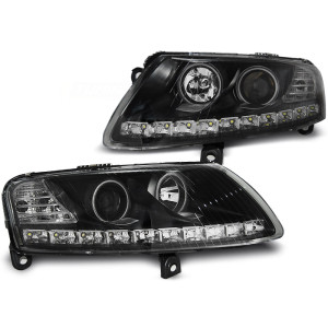 Lampy przód Audi A6 C6 4F - DayLight Black LED Angel Eyes CCFL LPAUA4