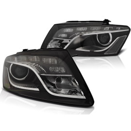 Lampy przód Audi Q5 2008-2012 DRL BLACK diodowe do jazdy dziennej LPAUD4