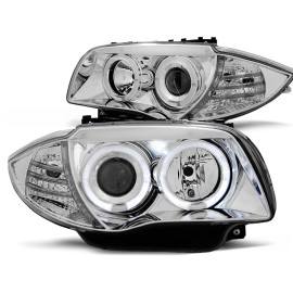Lampy przód BMW E87 / E81 / E82 / E88 04-11 CHROM Angel Eyes ringi LPBM79