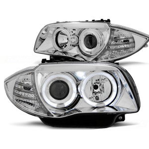 Lampy przód BMW E87 / E81 / E82 / E88 04-11 CHROM Angel Eyes ringi LPBM79