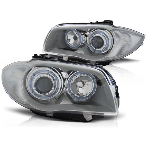 Lampy przód BMW E87 / E81 / E82 / E88 04-11 CHROM Angel Eyes RING LPBMA3