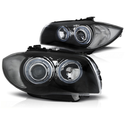 Lampy przód BMW E87 / E81 / E82 / E88 04-11 BLACK Angel Eyes LPBMA4