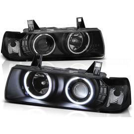 Lampy przód BMW E36 COUPE CABRIO BLACK Angel Eyes ringi CCFL BM70